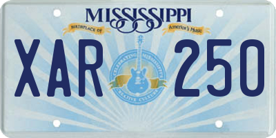 MS license plate XAR250