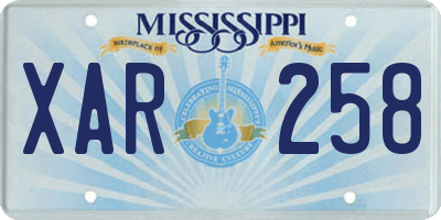 MS license plate XAR258