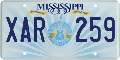 MS license plate XAR259