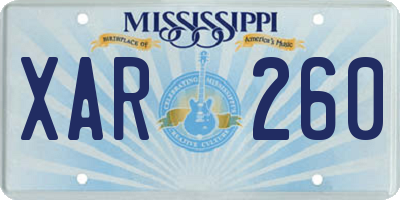 MS license plate XAR260