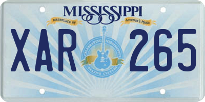 MS license plate XAR265