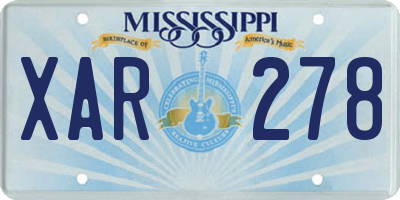 MS license plate XAR278
