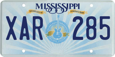 MS license plate XAR285