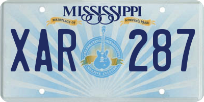 MS license plate XAR287