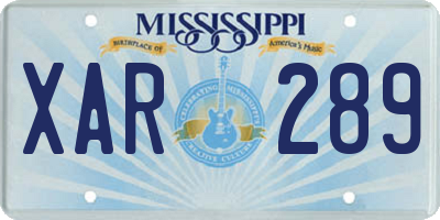 MS license plate XAR289