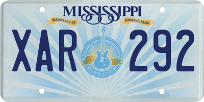 MS license plate XAR292