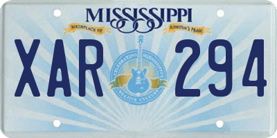 MS license plate XAR294
