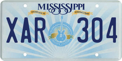 MS license plate XAR304