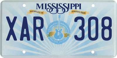 MS license plate XAR308