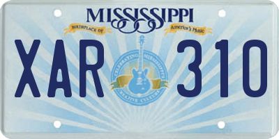 MS license plate XAR310