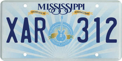MS license plate XAR312