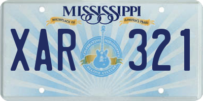 MS license plate XAR321