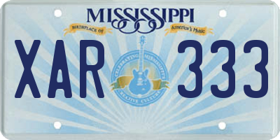 MS license plate XAR333