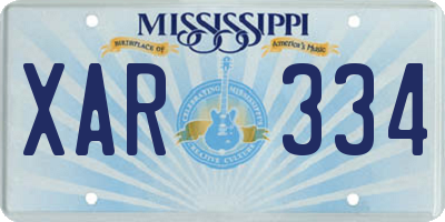 MS license plate XAR334