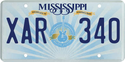 MS license plate XAR340