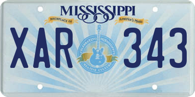 MS license plate XAR343