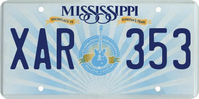 MS license plate XAR353