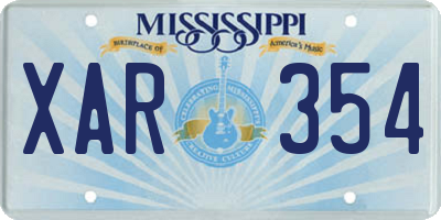 MS license plate XAR354