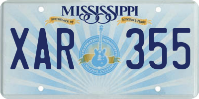 MS license plate XAR355