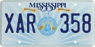 MS license plate XAR358