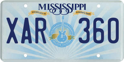 MS license plate XAR360