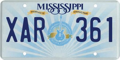 MS license plate XAR361