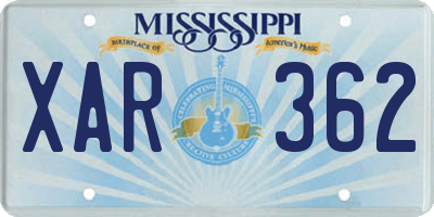 MS license plate XAR362