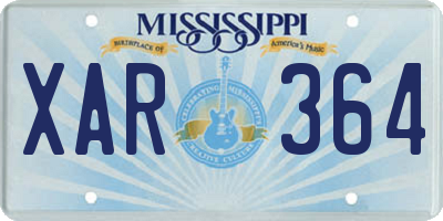 MS license plate XAR364