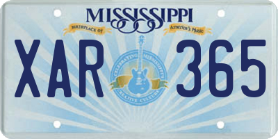 MS license plate XAR365