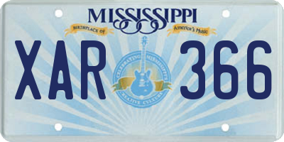 MS license plate XAR366