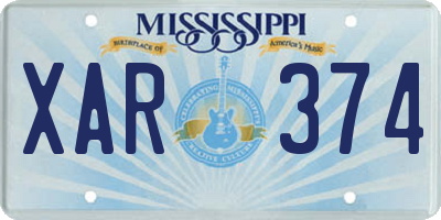 MS license plate XAR374