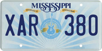 MS license plate XAR380