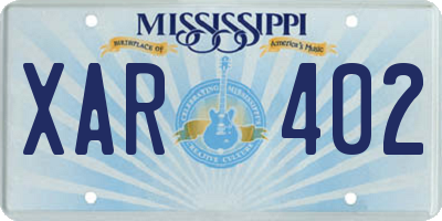 MS license plate XAR402