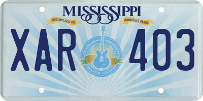 MS license plate XAR403
