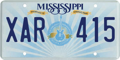 MS license plate XAR415