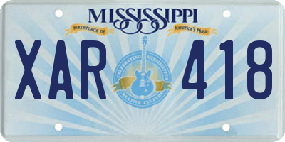 MS license plate XAR418