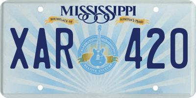 MS license plate XAR420