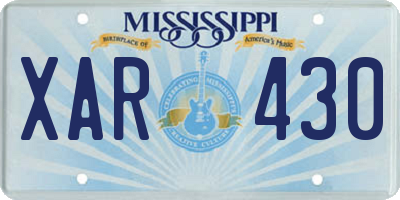 MS license plate XAR430