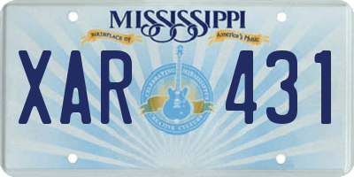 MS license plate XAR431