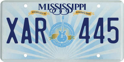 MS license plate XAR445