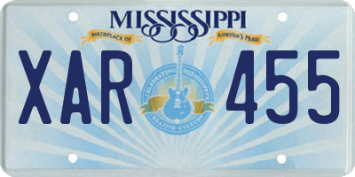 MS license plate XAR455