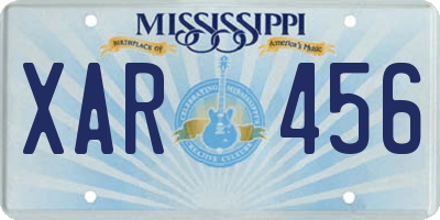 MS license plate XAR456