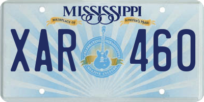 MS license plate XAR460
