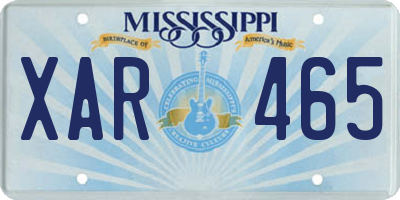 MS license plate XAR465