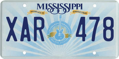 MS license plate XAR478
