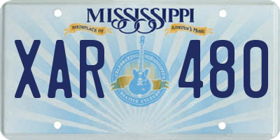MS license plate XAR480
