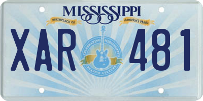 MS license plate XAR481