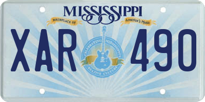 MS license plate XAR490