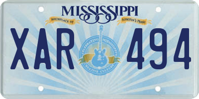 MS license plate XAR494