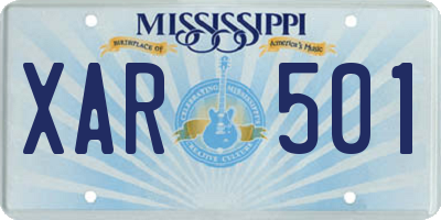 MS license plate XAR501